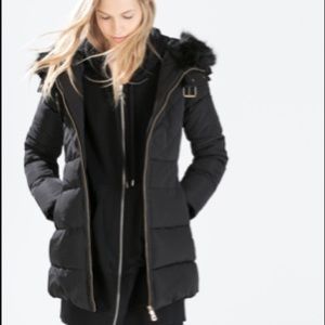 ZARA Mid Length Quilted Anorak Puffer